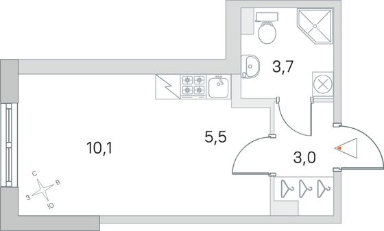 Продажа квартиры-студии 22,3 м², 1/5 этаж