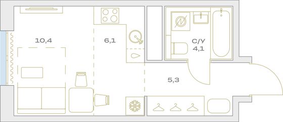 Продажа квартиры-студии 25,9 м², 10/23 этаж