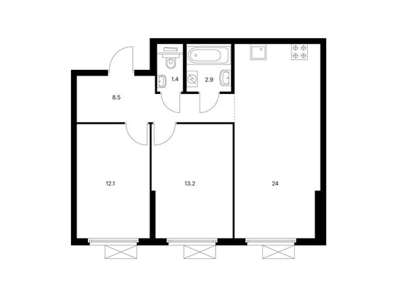 Продажа 2-комнатной квартиры 62,1 м², 2/16 этаж