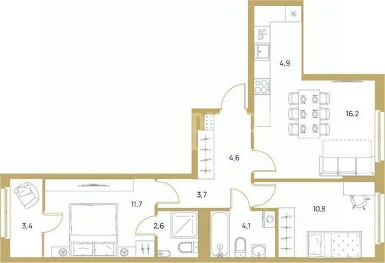 Продажа 3-комнатной квартиры 62 м², 5/7 этаж