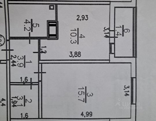 Продажа 1-комнатной квартиры 38,6 м², 3/20 этаж