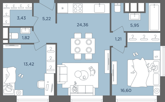 Продажа 2-комнатной квартиры 72 м², 38/41 этаж