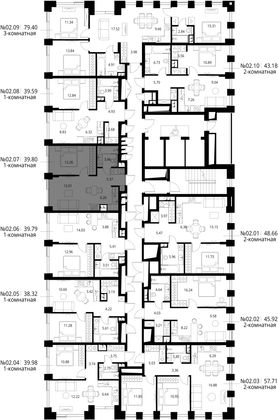 Продажа 1-комнатной квартиры 39,8 м², 2/26 этаж