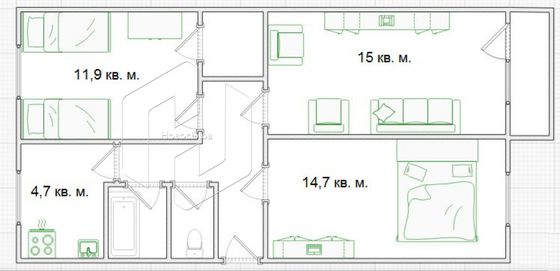 Продажа 3-комнатной квартиры 57,4 м², 5/5 этаж