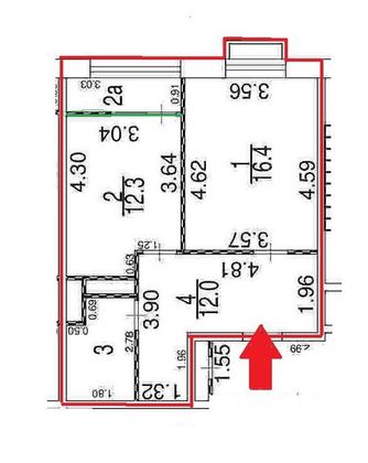 Продажа 1-комнатной квартиры 45,4 м², 12/12 этаж