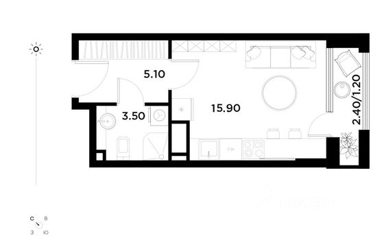 Продажа квартиры-студии 25,7 м², 3/25 этаж