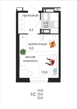 Продажа квартиры-студии 23 м², 15/19 этаж