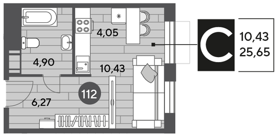 Продажа квартиры-студии 25,6 м², 5/10 этаж