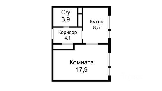 Продажа 1-комнатной квартиры 34,4 м², 2/12 этаж