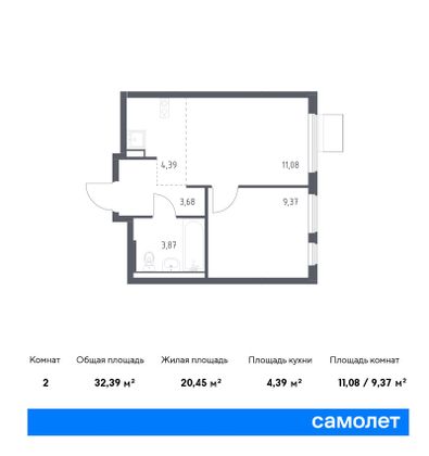 32,4 м², 1-комн. квартира, 16/17 этаж