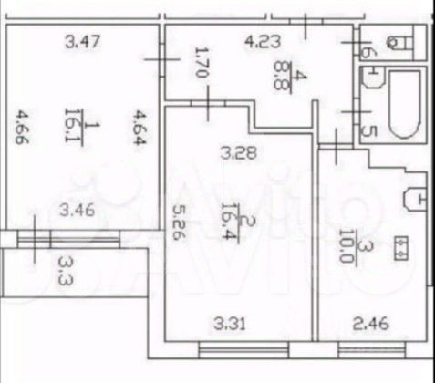 Продажа 2-комнатной квартиры 53,2 м², 5/12 этаж