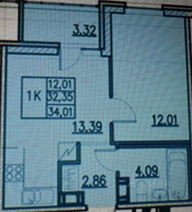 Продажа 1-комнатной квартиры 34 м², 7/13 этаж