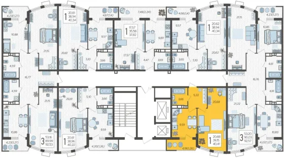 Продажа 1-комнатной квартиры 40,4 м², 19/21 этаж