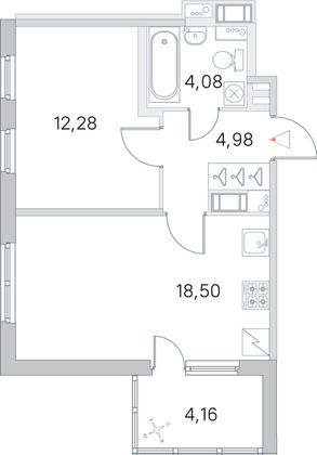 Продажа 1-комнатной квартиры 41,9 м², 5/5 этаж