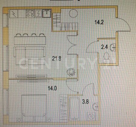 Продажа 2-комнатной квартиры 56,2 м², 1/4 этаж