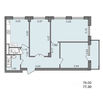 Продажа 3-комнатной квартиры 77,3 м², 2/13 этаж