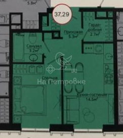 Продажа 1-комнатной квартиры 38 м², 9/33 этаж