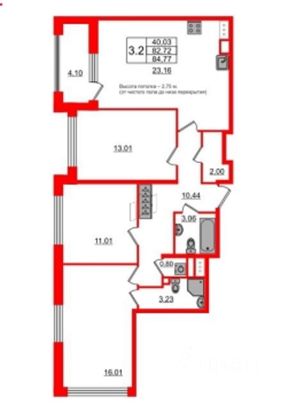 Продажа 3-комнатной квартиры 85 м², 13/13 этаж