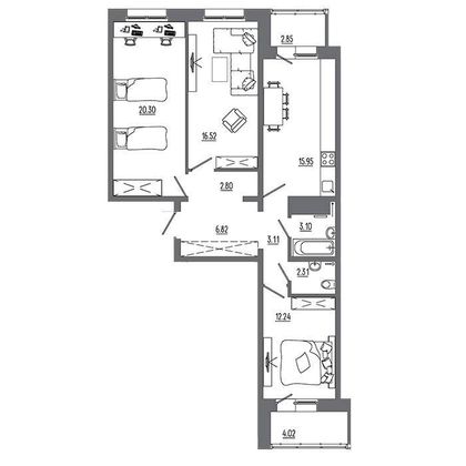 Продажа 3-комнатной квартиры 89,6 м², 11/14 этаж