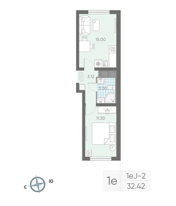 Продажа 1-комнатной квартиры 32,4 м², 18/25 этаж