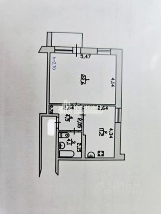 Продажа 1-комнатной квартиры 42,4 м², 4/6 этаж