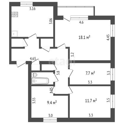 Продажа 4-комнатной квартиры 76,4 м², 1/3 этаж