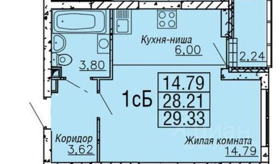 Продажа квартиры-студии 29 м², 16/24 этаж