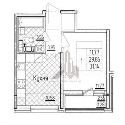 Продажа 1-комнатной квартиры 32 м², 3/20 этаж
