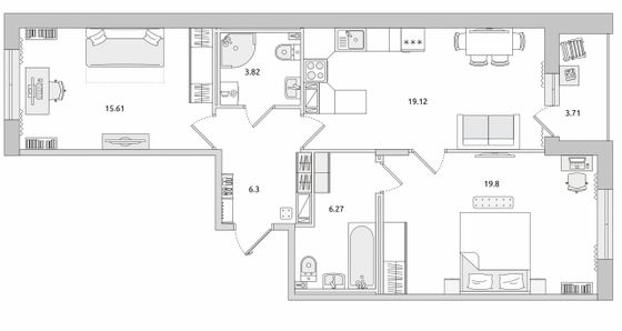 Продажа 2-комнатной квартиры 70,9 м², 10/14 этаж