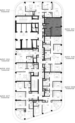 Продажа 1-комнатной квартиры 38,9 м², 29/49 этаж