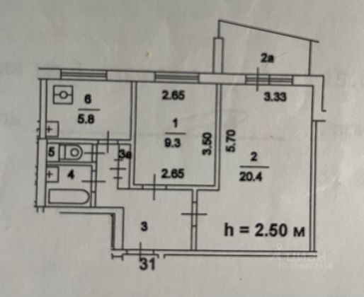 Продажа 2-комнатной квартиры 45,3 м², 8/9 этаж