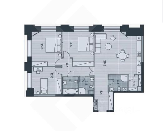 Продажа 3-комнатной квартиры 94 м², 4/34 этаж