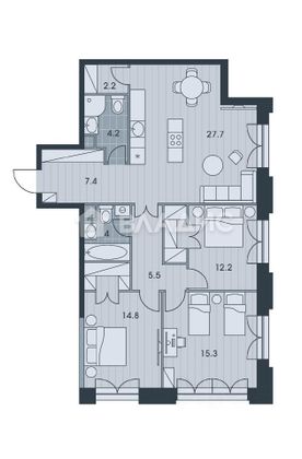 Продажа 4-комнатной квартиры 93,7 м², 4/35 этаж
