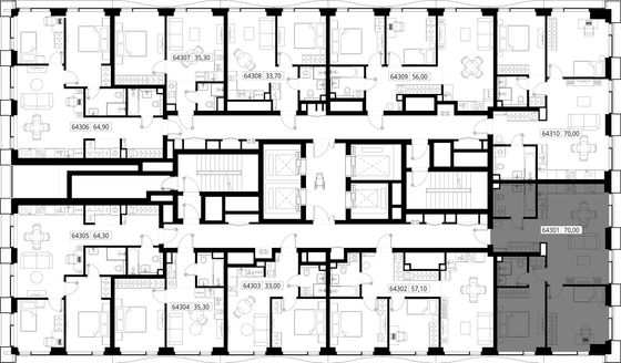 Продажа 2-комнатной квартиры 70 м², 43/48 этаж