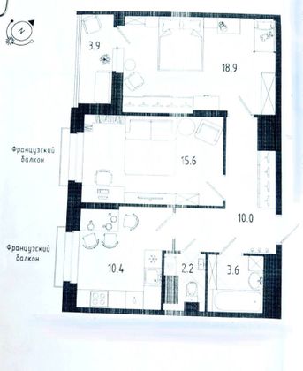 Продажа 2-комнатной квартиры 60,2 м², 6/10 этаж