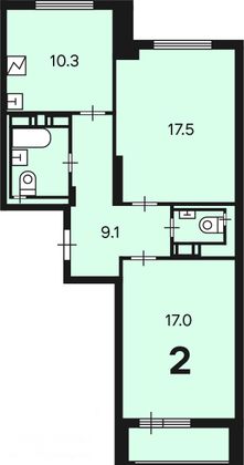 Продажа 2-комнатной квартиры 59,4 м², 2/19 этаж