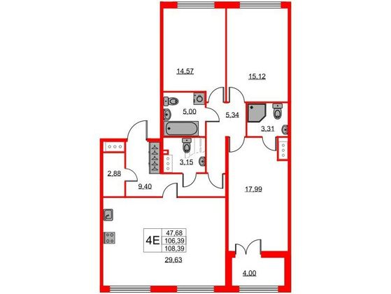 Продажа 3-комнатной квартиры 106,3 м², 1/8 этаж