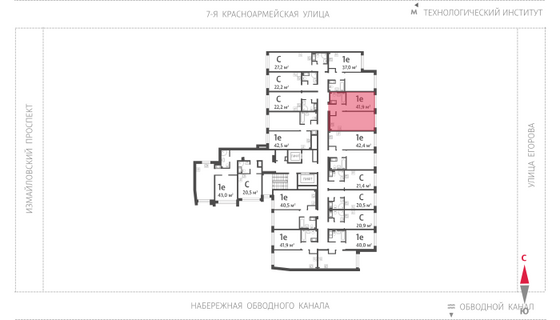 41,9 м², 1-комн. квартира, 6/11 этаж