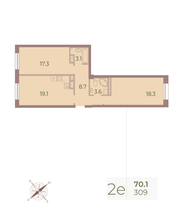 Продажа 2-комнатной квартиры 68,7 м², 9/9 этаж