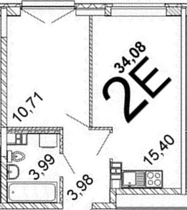 Продажа 1-комнатной квартиры 34,1 м², 14/14 этаж