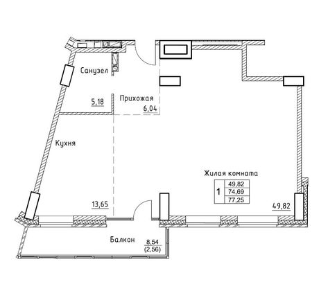 77,3 м², 3-комн. квартира, 6/17 этаж