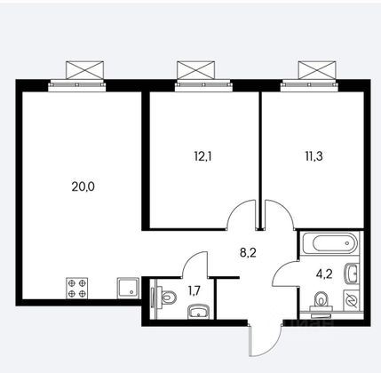 Продажа 2-комнатной квартиры 57,5 м², 2/17 этаж