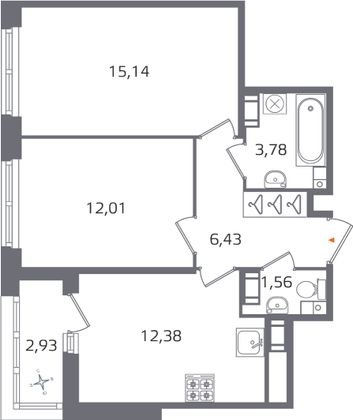 Продажа 2-комнатной квартиры 52,8 м², 16/17 этаж