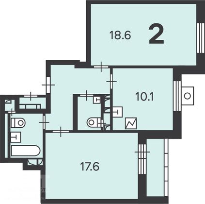 Продажа 2-комнатной квартиры 59,8 м², 7/20 этаж