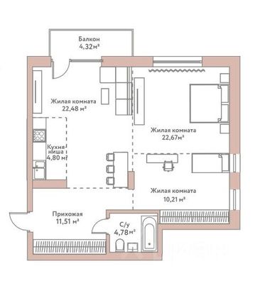 Продажа 3-комнатной квартиры 76,5 м², 4/10 этаж