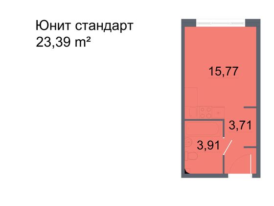 23,4 м², студия, 2/24 этаж