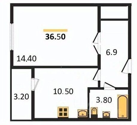 Продажа 1-комнатной квартиры 36,5 м², 9/18 этаж