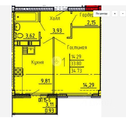 Продажа 1-комнатной квартиры 34,7 м², 8/18 этаж