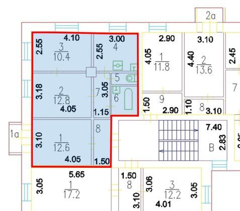 Продажа 3-комнатной квартиры 56,8 м², 4/5 этаж