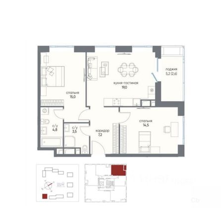 Продажа 2-комнатной квартиры 67 м², 6/21 этаж